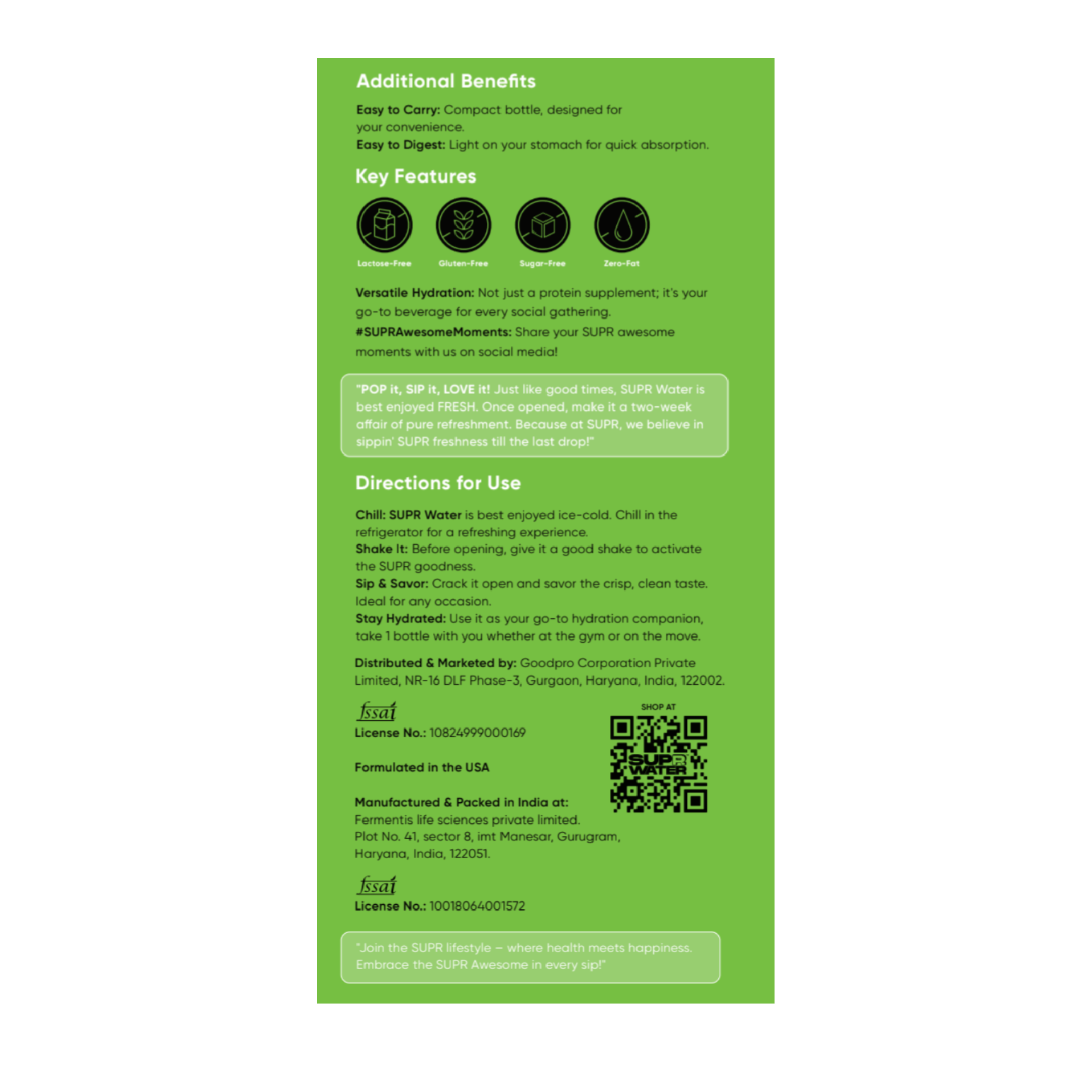 SUPR Water Pack of 1 (Berry Blast, Grape Frost, Lemonade and Mango Orange)