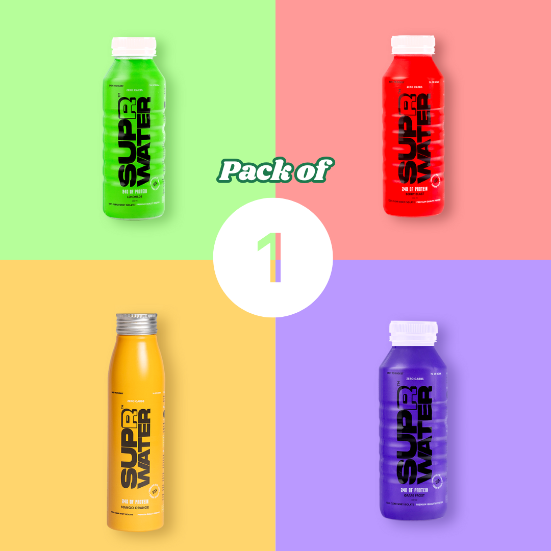 SUPR Water Pack of 1 (Berry Blast, Grape Frost, Lemonade and Mango Orange)